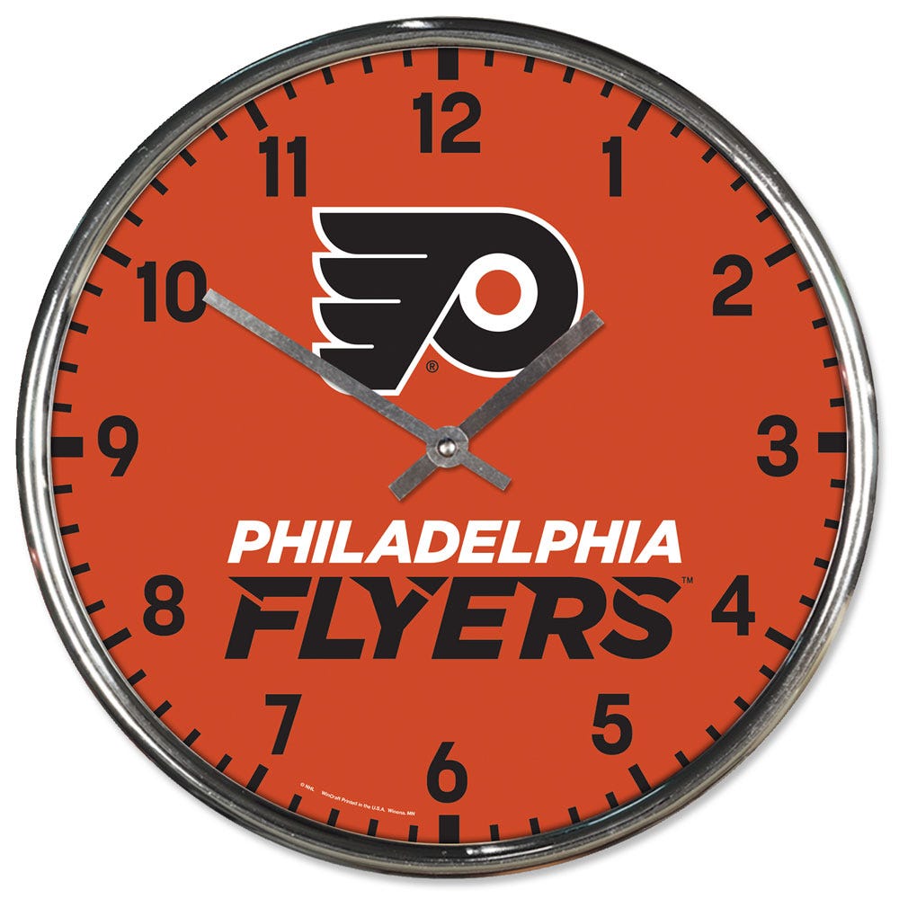 Philadelphia Flyers Clock Round Wall Style Chrome Periodic Restock