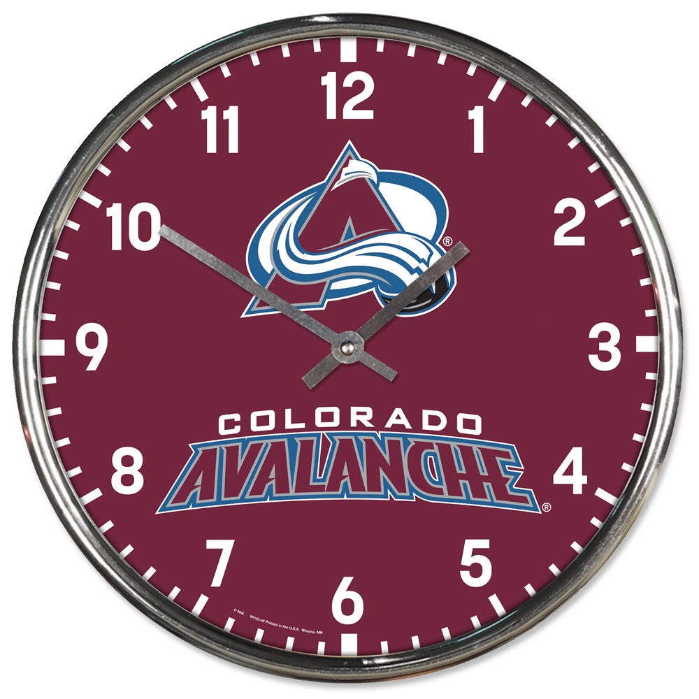 Colorado Avalanche Clock Round Wall Style Chrome Periodic Restock
