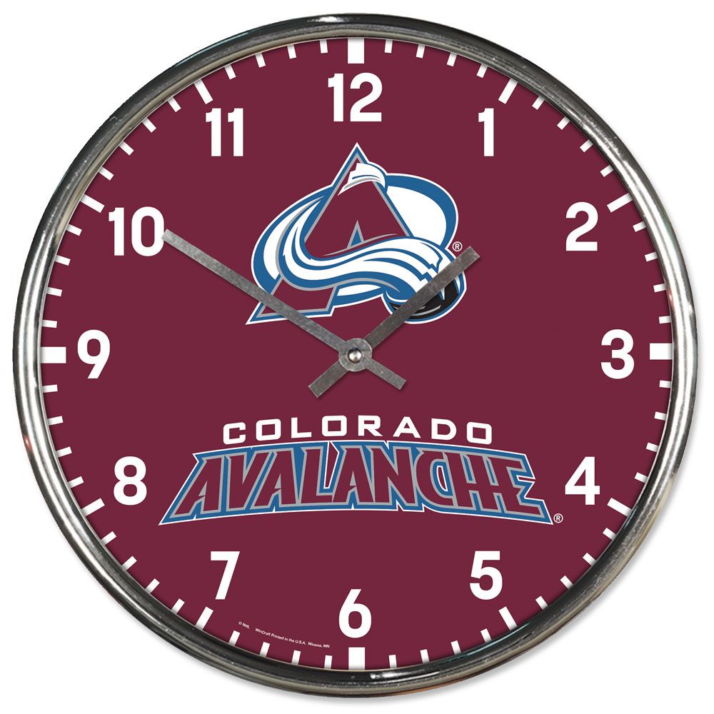 Colorado Avalanche Clock Round Wall Style Chrome
