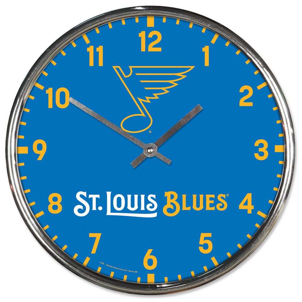 St. Louis Blues Clock Round Wall Style Chrome Periodic Restock