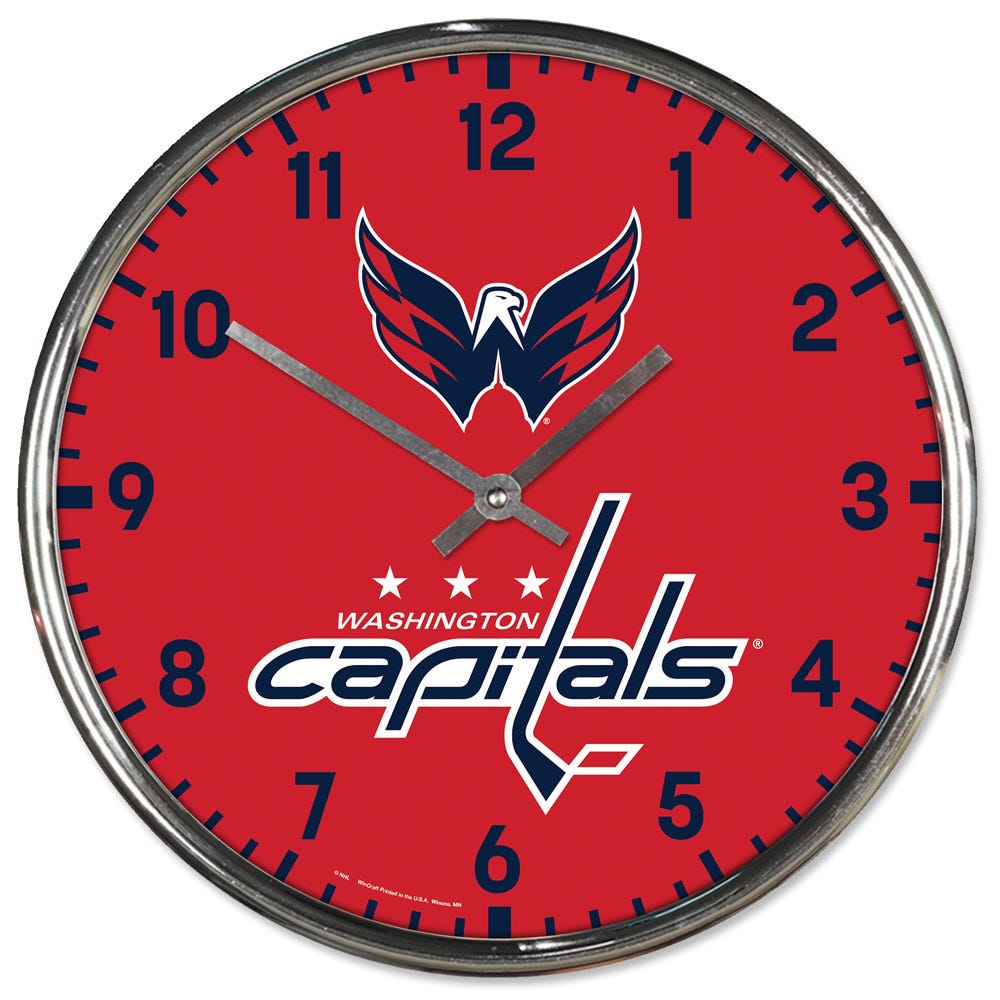 Washington Capitals Clock Round Wall Style Chrome Periodic Restock