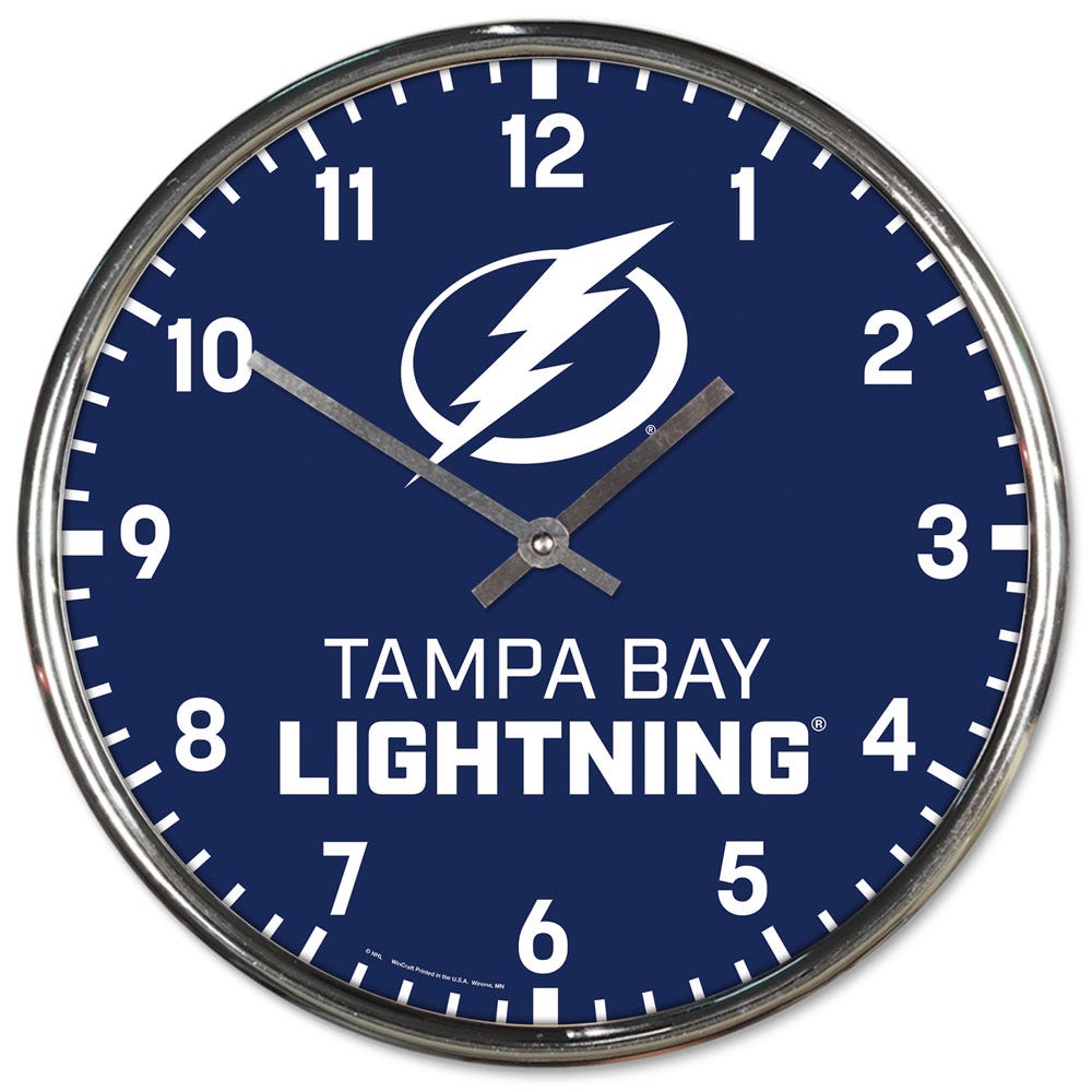 Tampa Bay Lightning Clock Round Wall Style Chrome Periodic Restock