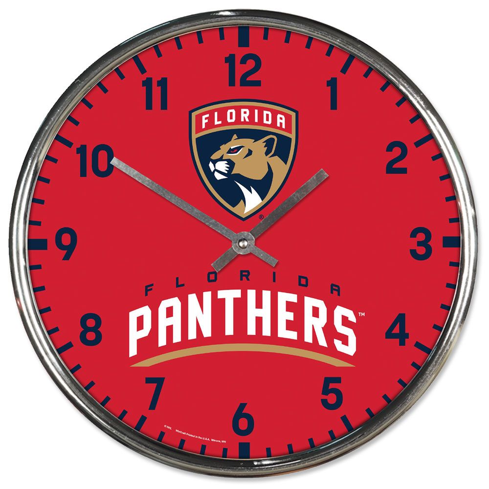 Florida Panthers Clock Round Wall Style Chrome