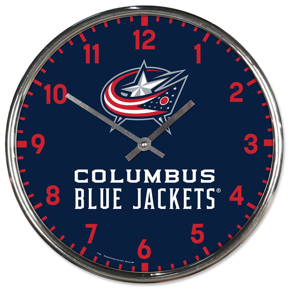 Columbus Blue Jackets Clock Round Wall Style Chrome Periodic Restock