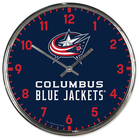 Columbus Blue Jackets Clock Round Wall Style Chrome Periodic Restock