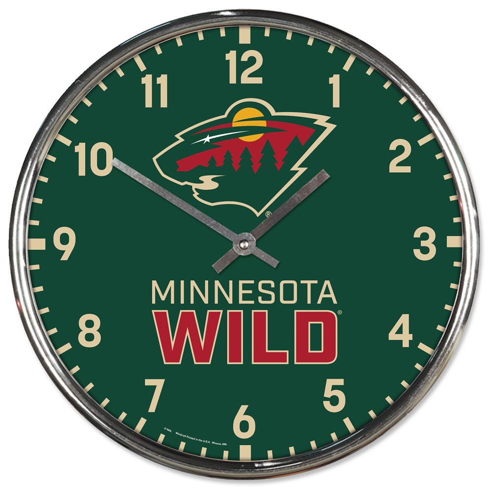 Minnesota Wild Clock Round Wall Style Chrome Periodic Restock