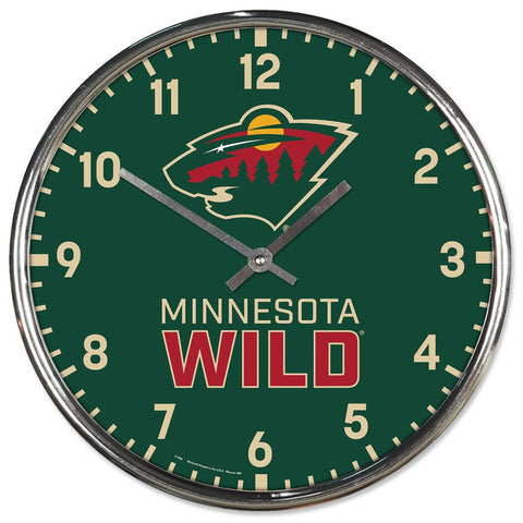Minnesota Wild Clock Round Wall Style Chrome Periodic Restock