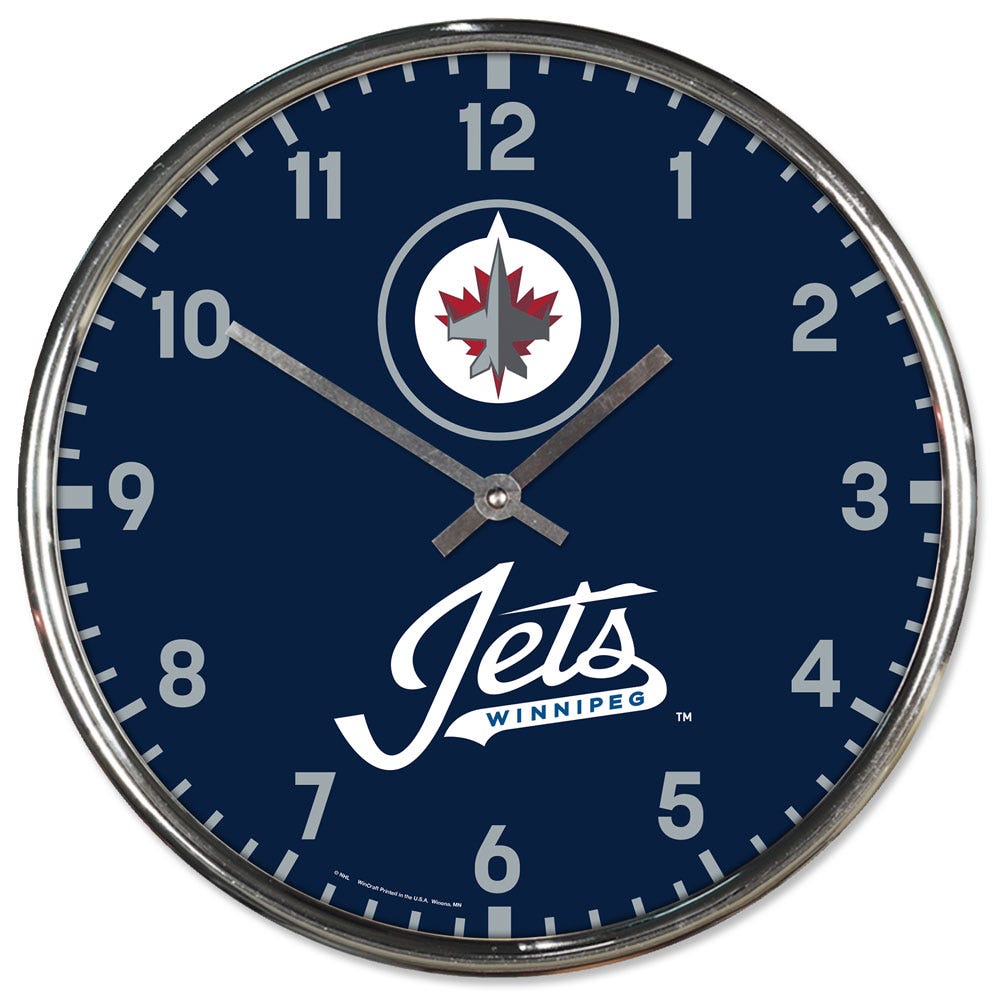 Winnipeg Jets Clock Round Wall Style Chrome Periodic Restock