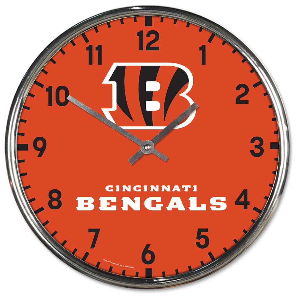 Cincinnati Bengals Round Chrome Wall Clock Periodic Restock