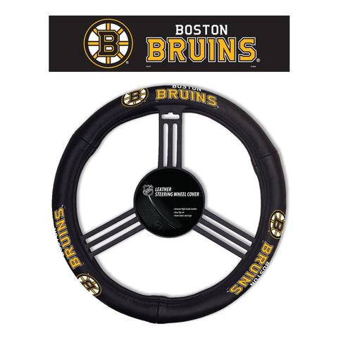 Boston Bruins Steering Wheel Cover Leather