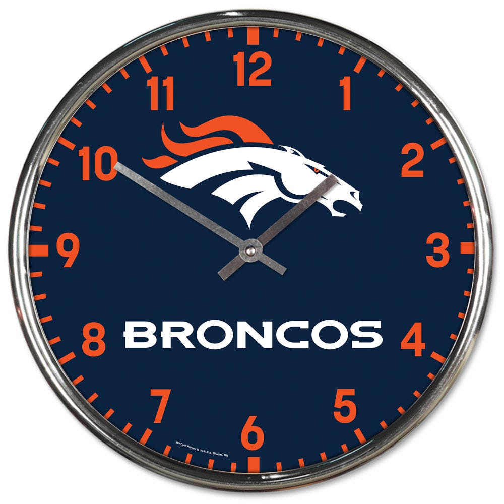 Denver Broncos Round Chrome Wall Clock Periodic Restock