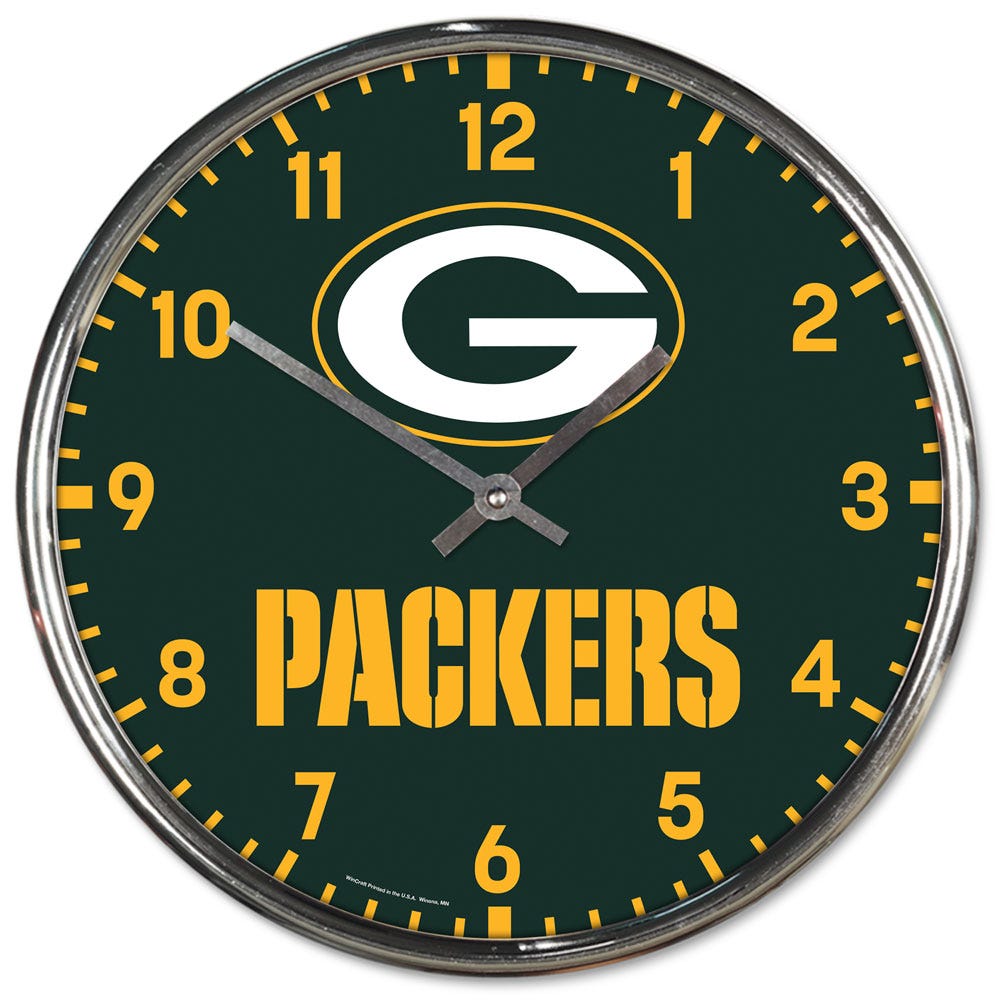 Green Bay Packers s Round Chrome Wall Clock Periodic Restock