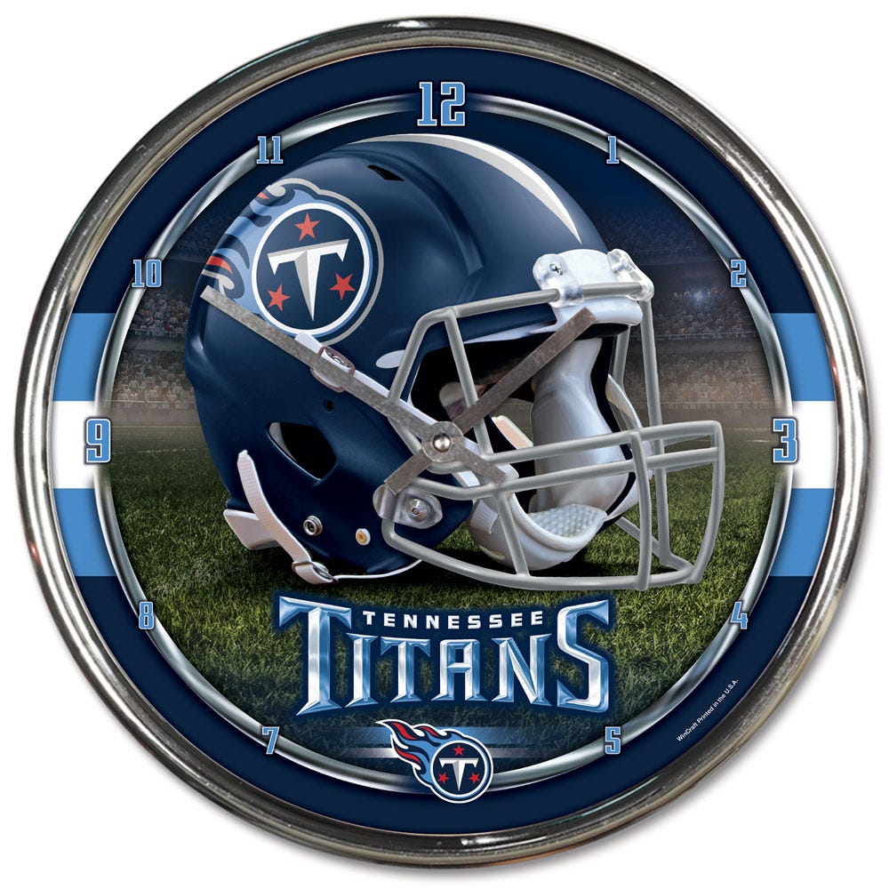Tennessee Titans Clock Round Wall Style Chrome Periodic Restock