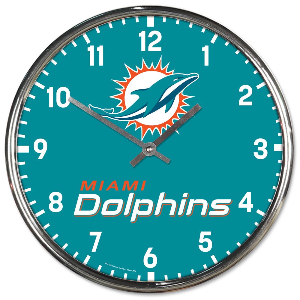 Miami Dolphins Round Chrome Wall Clock Periodic Restock