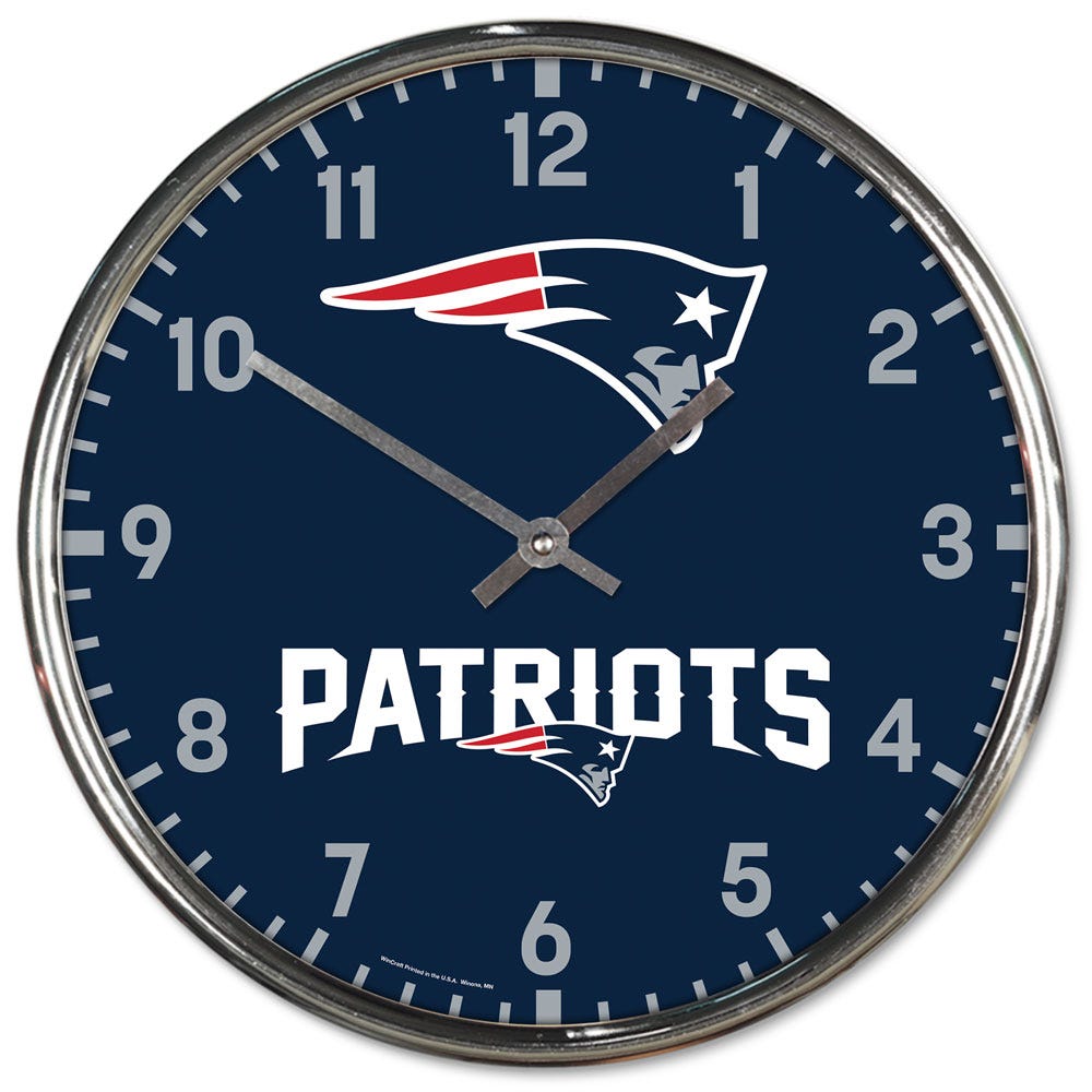 New England Patriots Round Chrome Wall Clock Periodic Restock