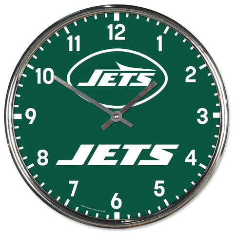 New York Jets Clock Round Wall Style Chrome Periodic Restock