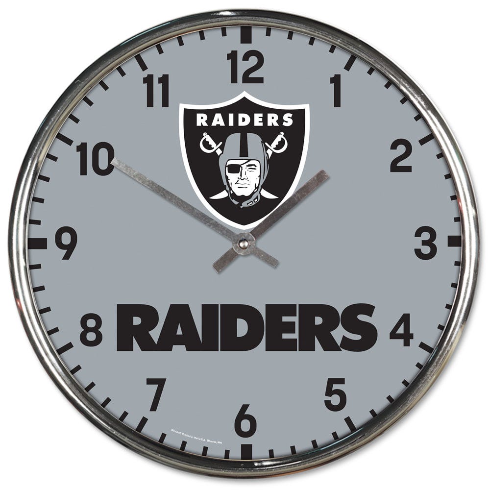Las Vegas Raiders Round Chrome Wall Clock Periodic Restock