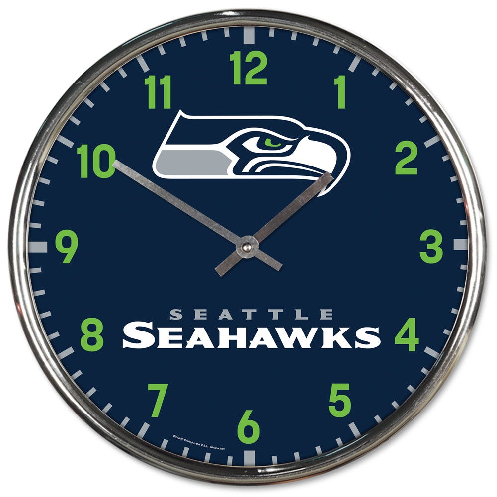 Seattle Seahawks Round Chrome Wall Clock Periodic Restock