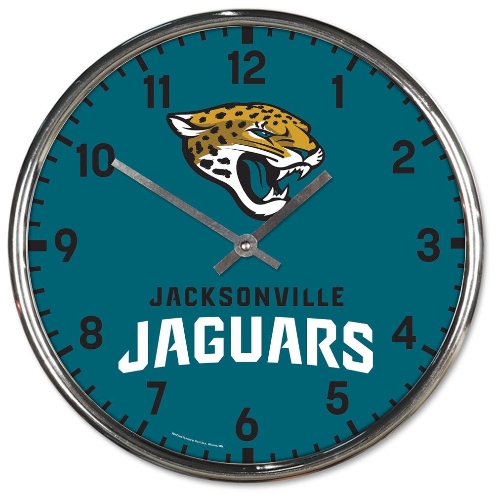 Jacksonville Jaguars Clock Round Wall Style Chrome Periodic Restock