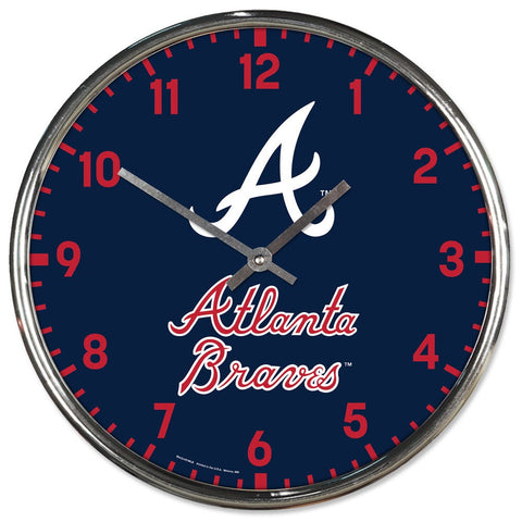 Atlanta Braves Clock Round Wall Style Chrome Periodic Restock