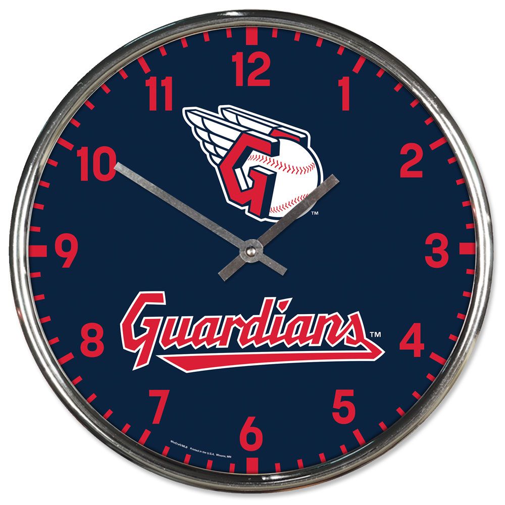 Cleveland Guardians Clock Round Wall Style Chrome