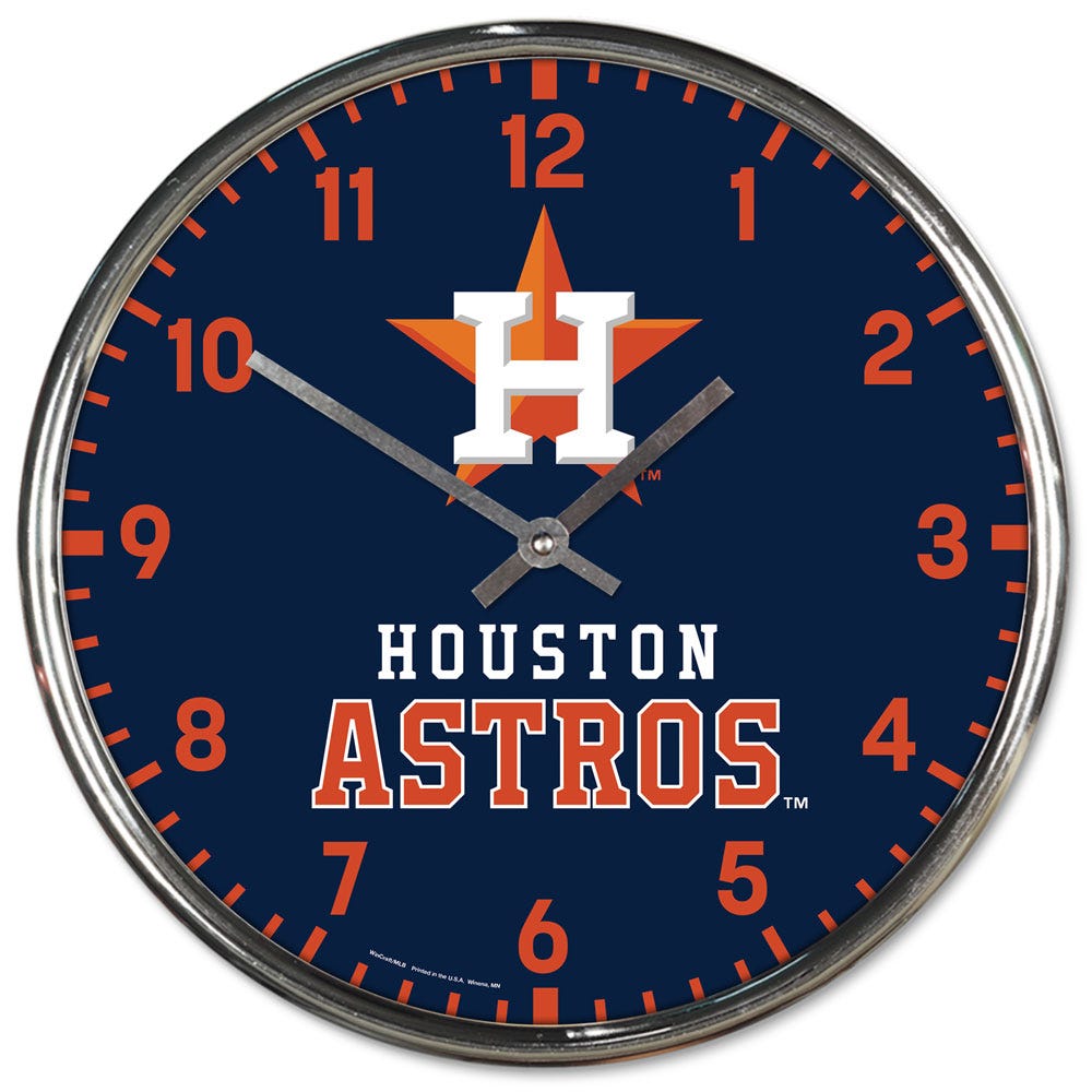 Houston Astros Clock Round Wall Style Chrome Periodic Restock