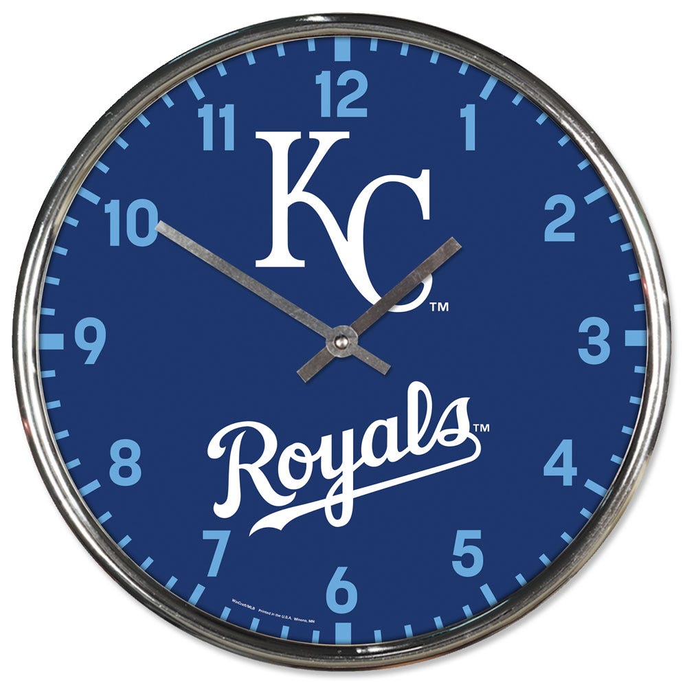 Kansas City Royals Clock Round Wall Style Chrome Periodic Restock