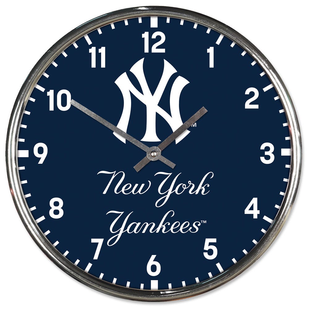 New York Yankees Round Chrome Wall Clock Periodic Restock