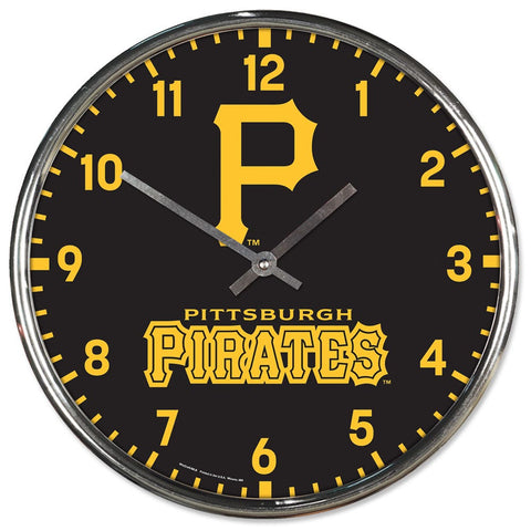 Pittsburgh Pirates Clock Round Wall Style Chrome Periodic Restock