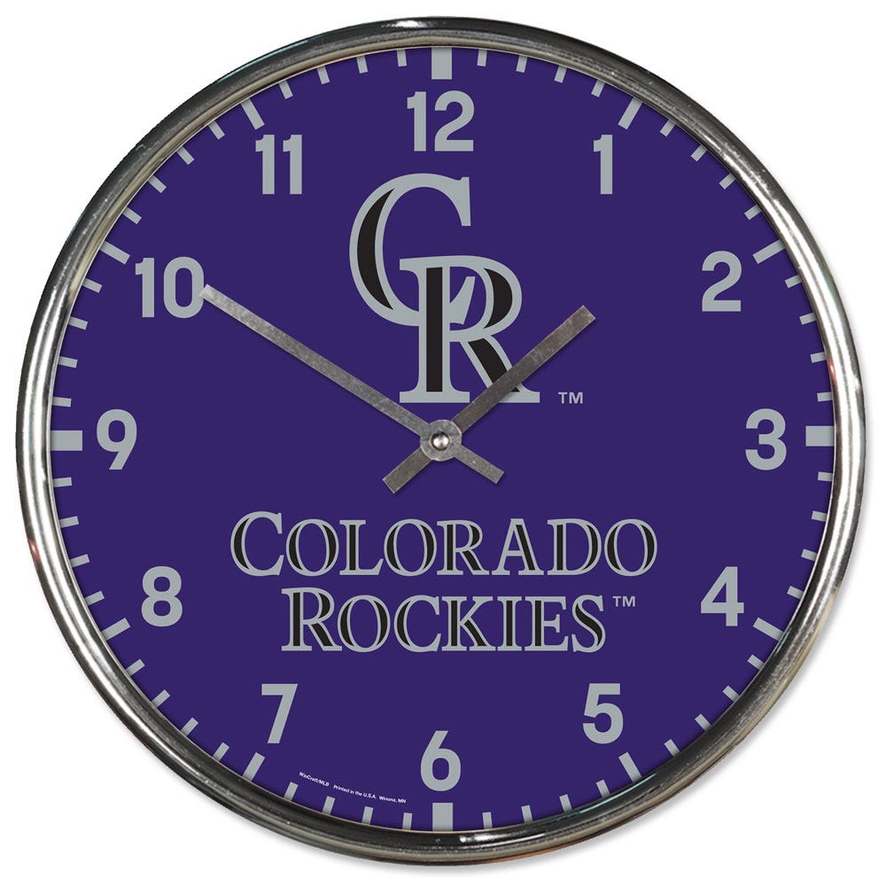 Colorado Rockies Clock Round Wall Style Chrome Periodic Restock