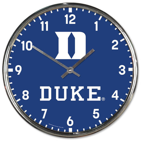 Duke Blue Devils Clock Round Wall Style Chrome Periodic Restock
