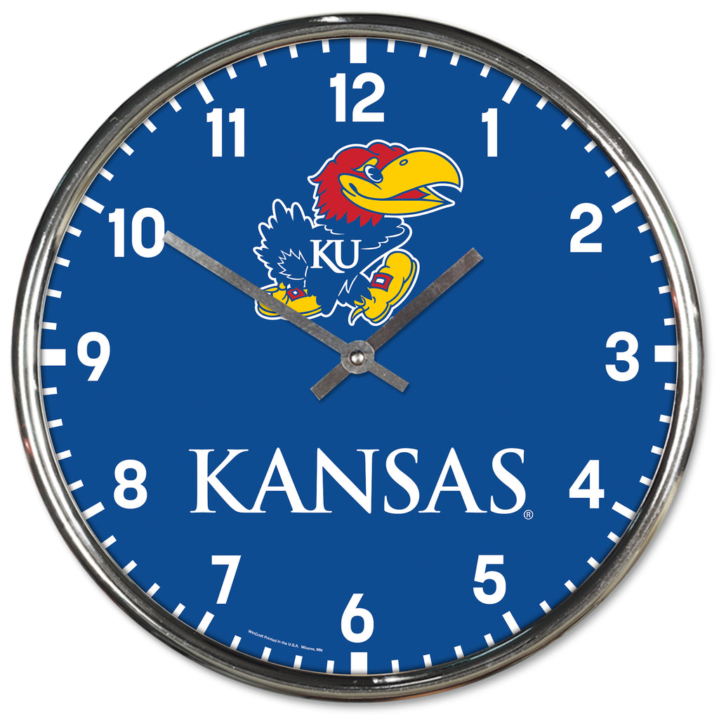 Kansas Jayhawks Round Chrome Wall Clock Periodic Restock