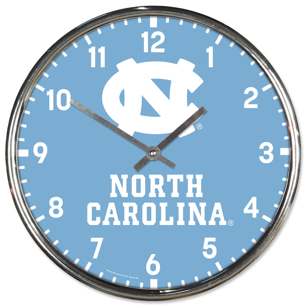 North Carolina Tar Heels Round Chrome Wall Clock Periodic Restock