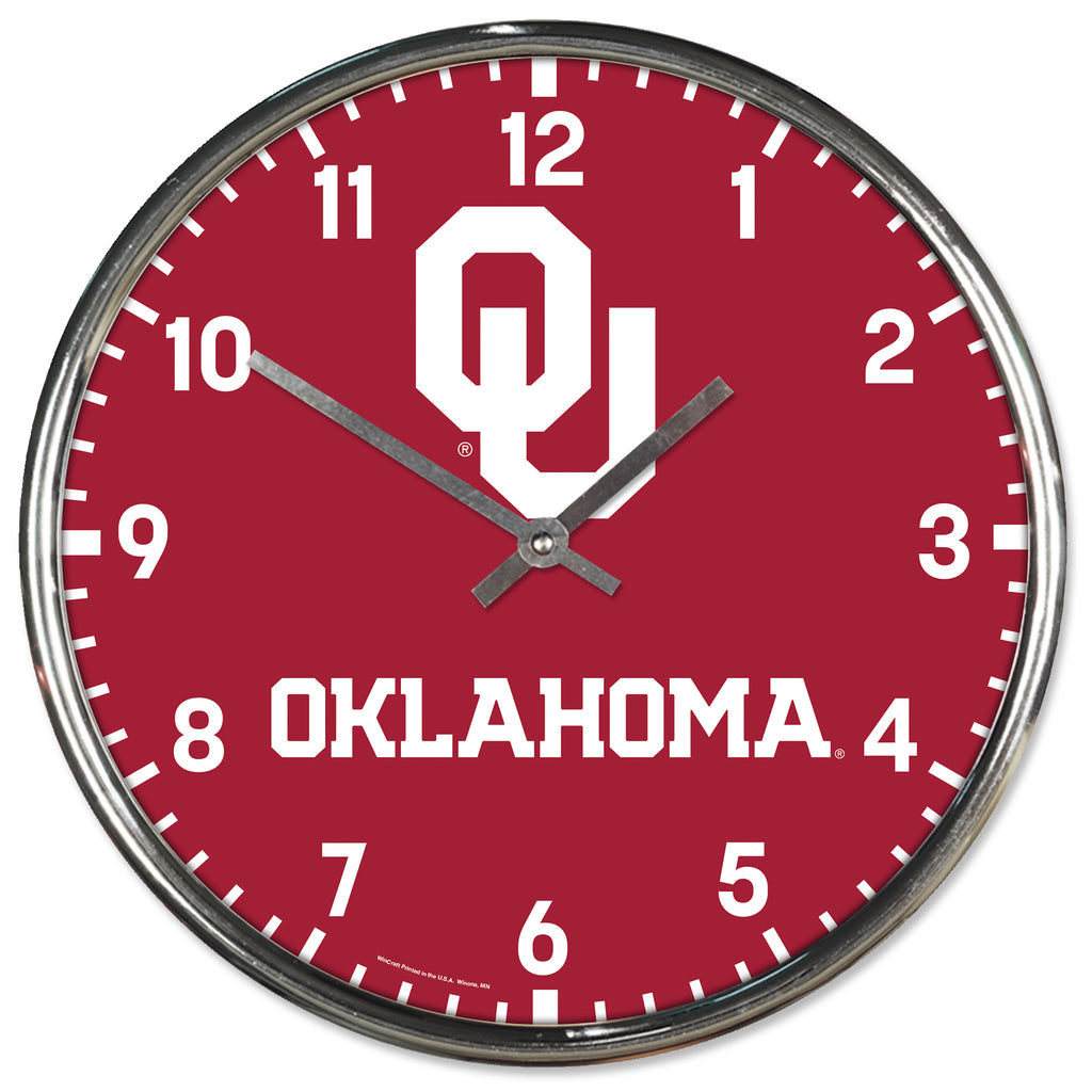 Oklahoma Sooners Round Chrome Wall Clock Periodic Restock