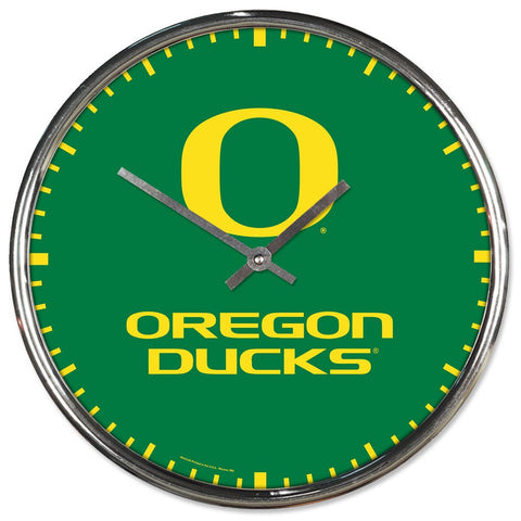 Oregon Ducks Clock Round Wall Style Chrome Periodic Restock