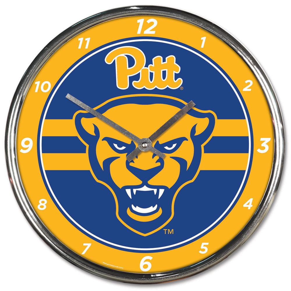 Pittsburgh Panthers Round Chrome Wall Clock Periodic Restock