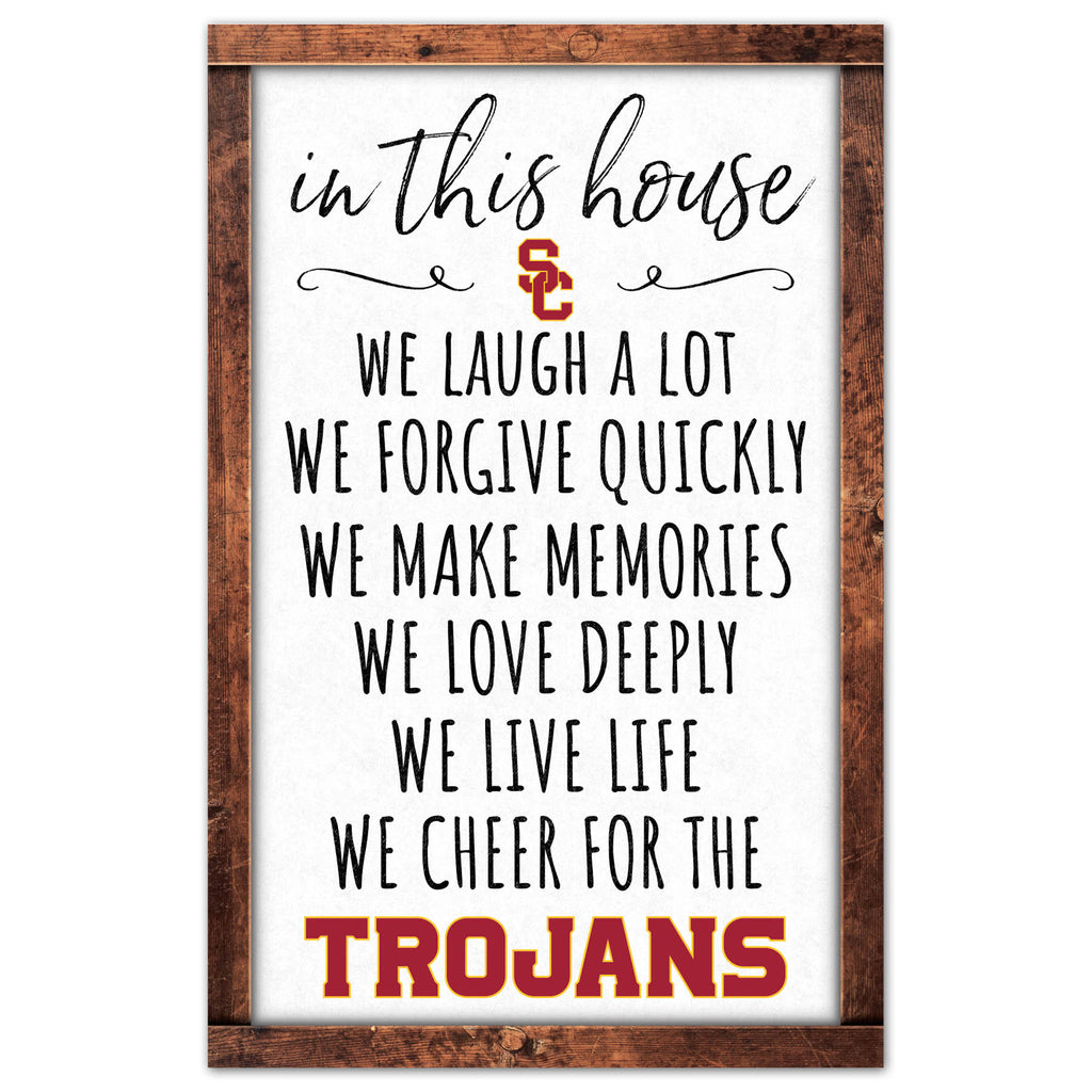 USC Trojans Sign 11x17 Wood In This House