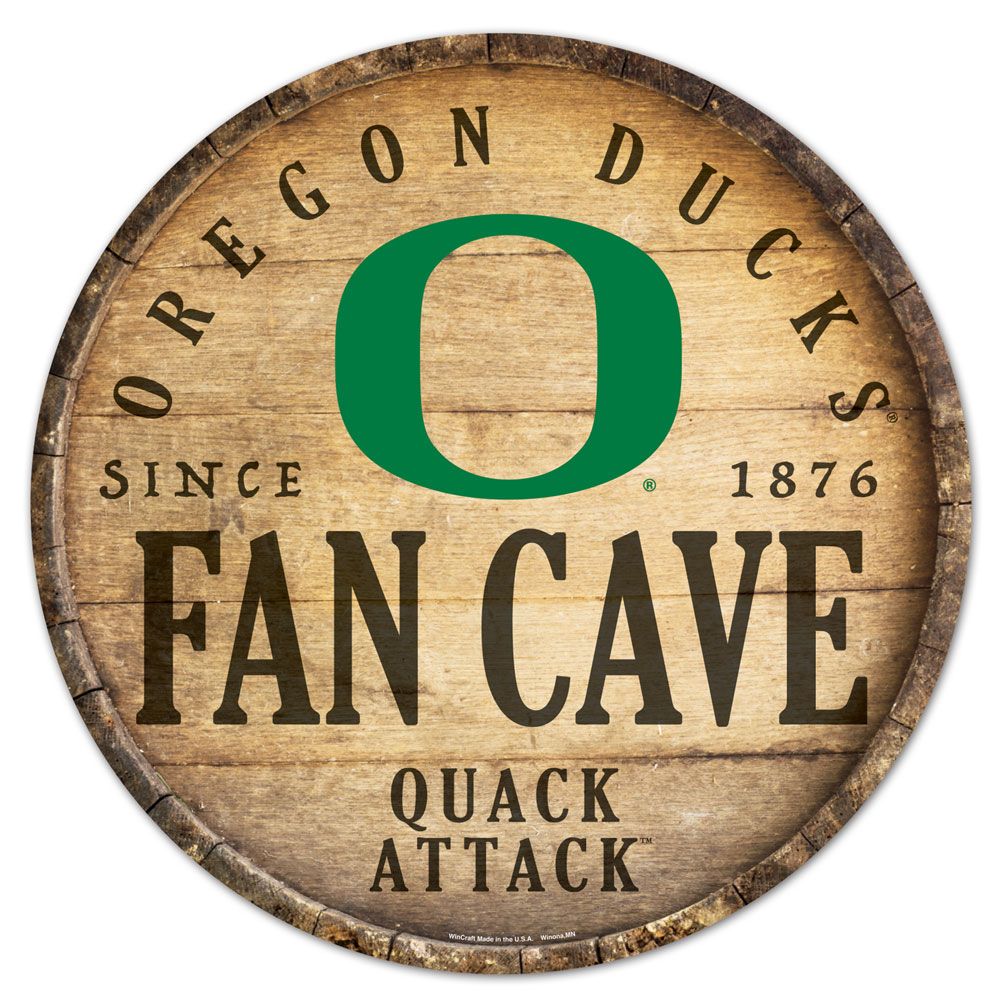 Oregon Ducks Sign Wood 14 Inch Round Barrel Top Design Special Order