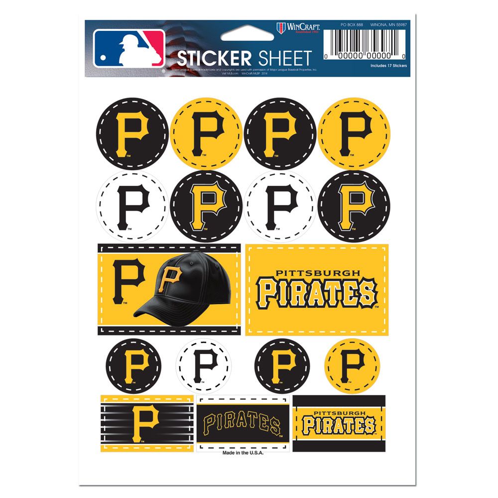 Pittsburgh Pirates Decal Sheet 5x7 Vinyl