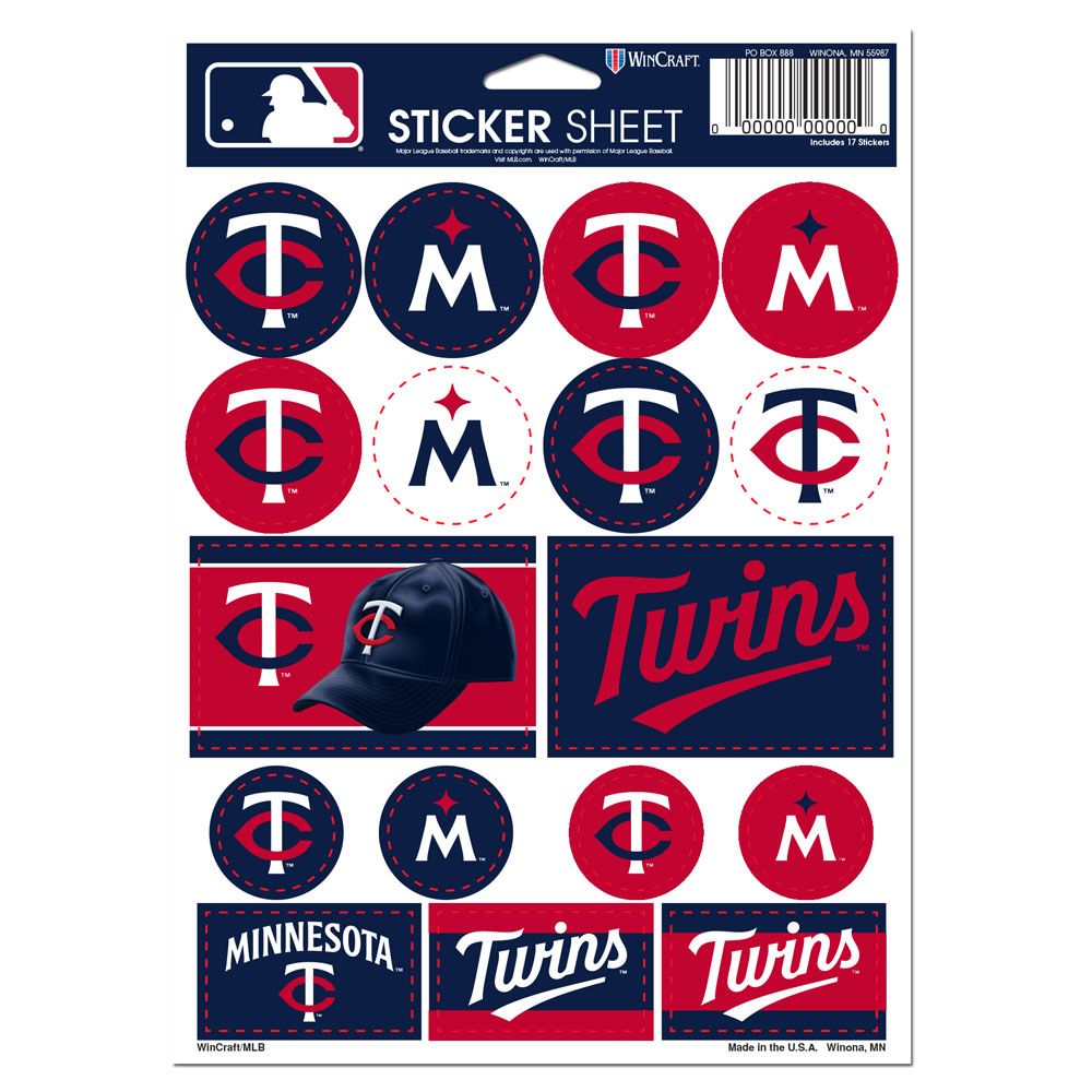 Minnesota Twins Decal Sheet 5x7 Vinyl