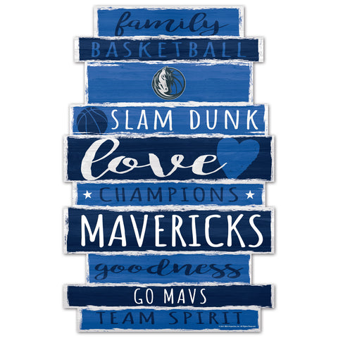 Dallas Mavericks Sign 11x17 Wood Family Word