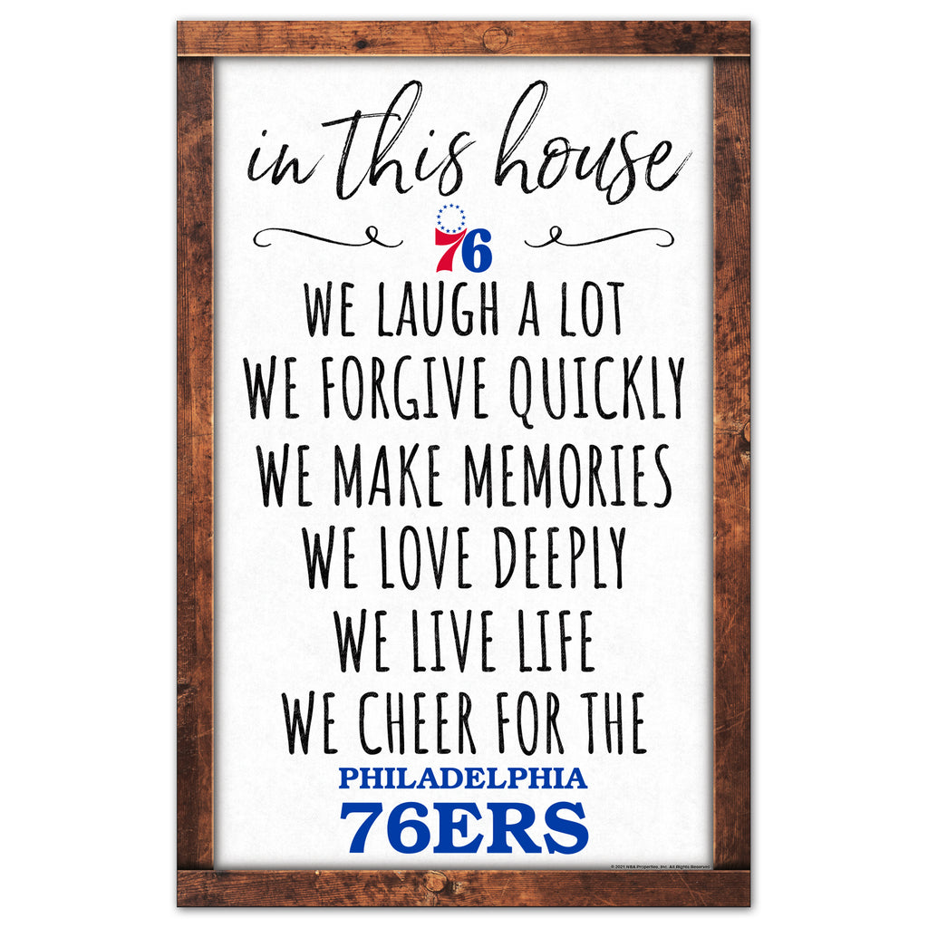 Philadelphia 76ers Sign 11x17 Wood In This House