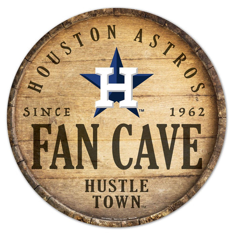 Houston Astros Sign Wood 14 Inch Round Barrel Top Design