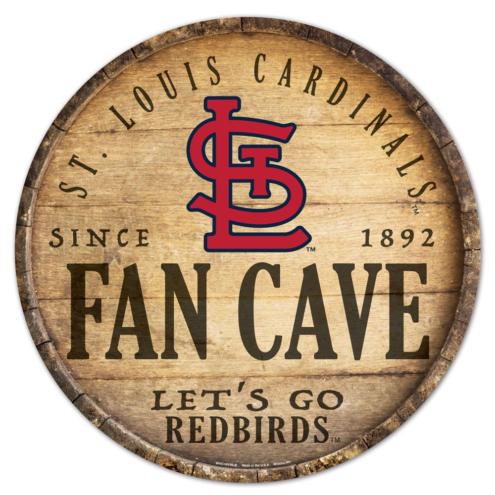 St. Louis Cardinals Sign Wood 14 Inch Round Barrel Top Design