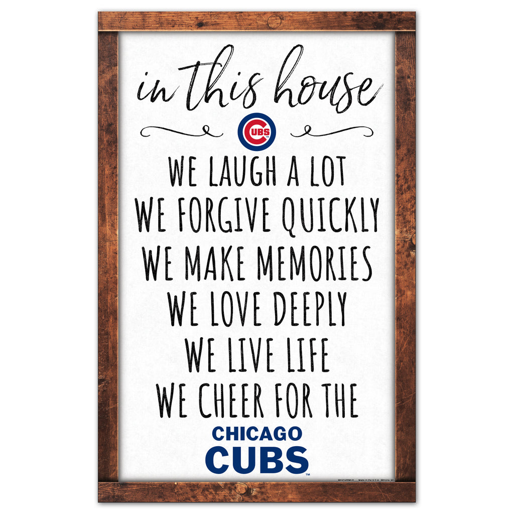 Chicago Cubs Sign 11x17 Wood In This House