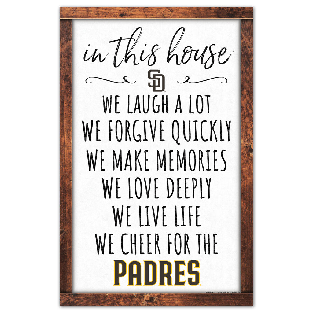 San Diego Padres Sign 11x17 Wood In This House