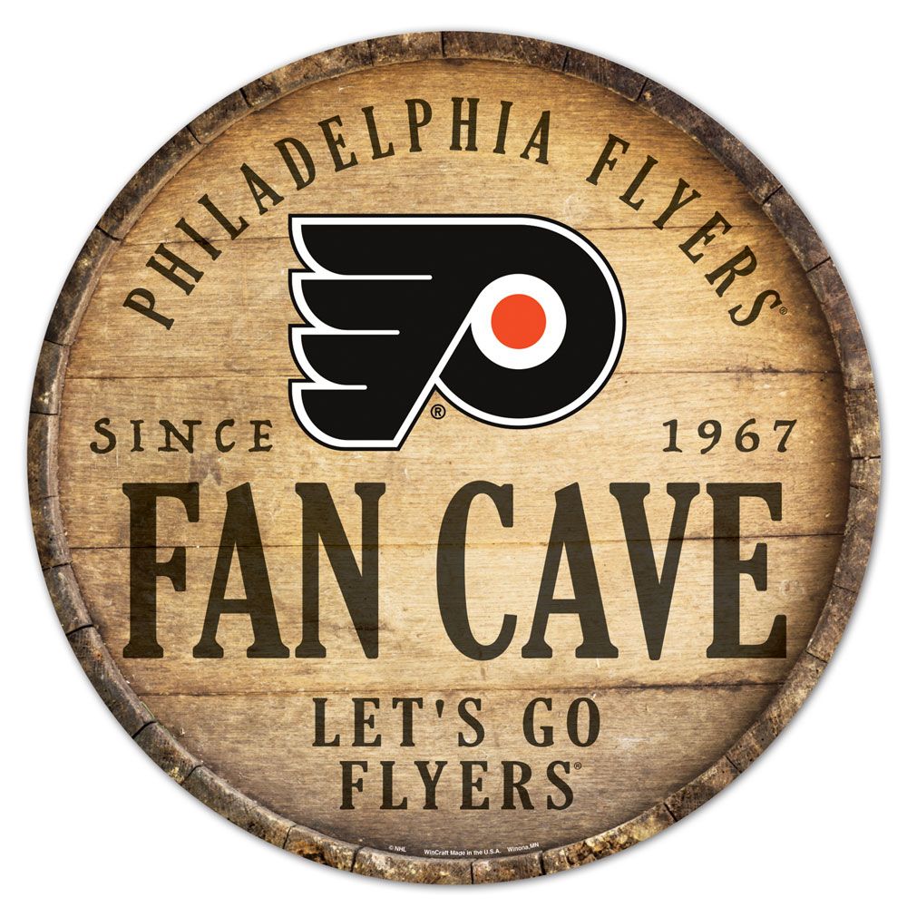 Philadelphia Flyers Sign Wood 14 Inch Round Barrel Top Design Special Order