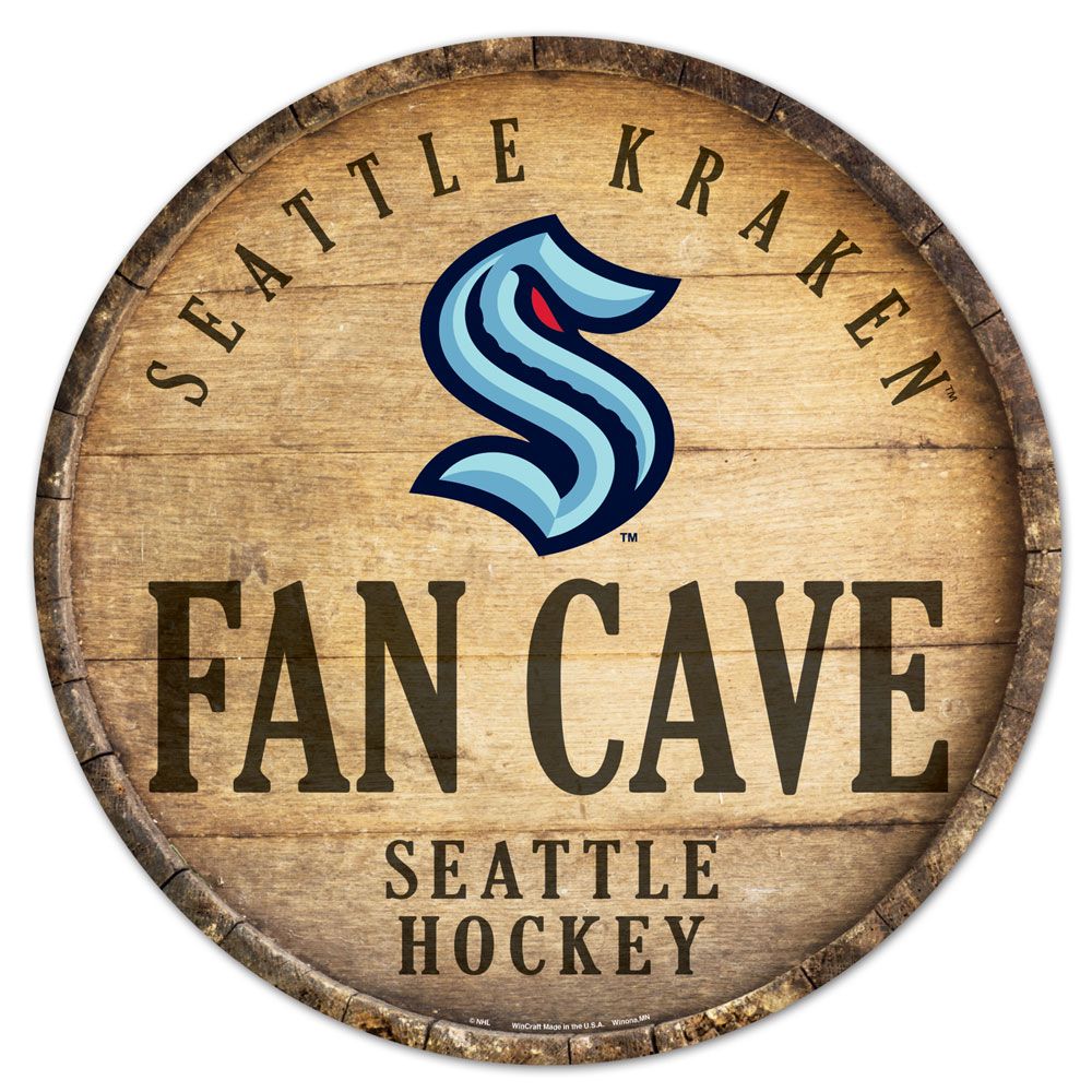Seattle Kraken Sign Wood 14 Inch Round Barrel Top Design Special Order