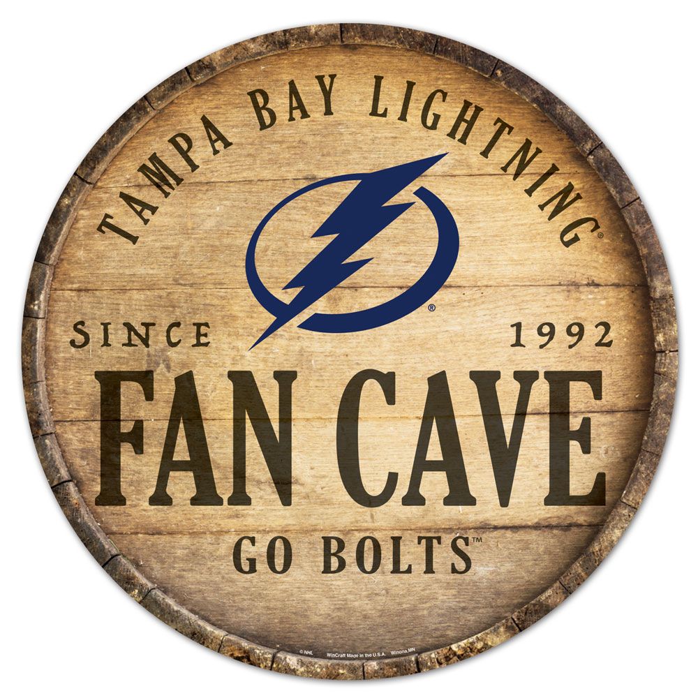 Tampa Bay Lightning Sign Wood 14 Inch Round Barrel Top Design Special Order