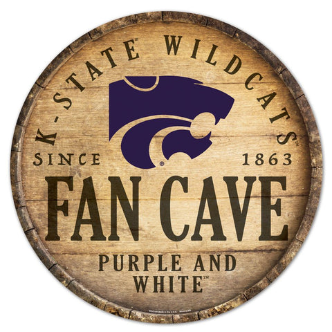 Kansas State Wildcats Sign Wood 14 Inch Round Barrel Top Design Special Order